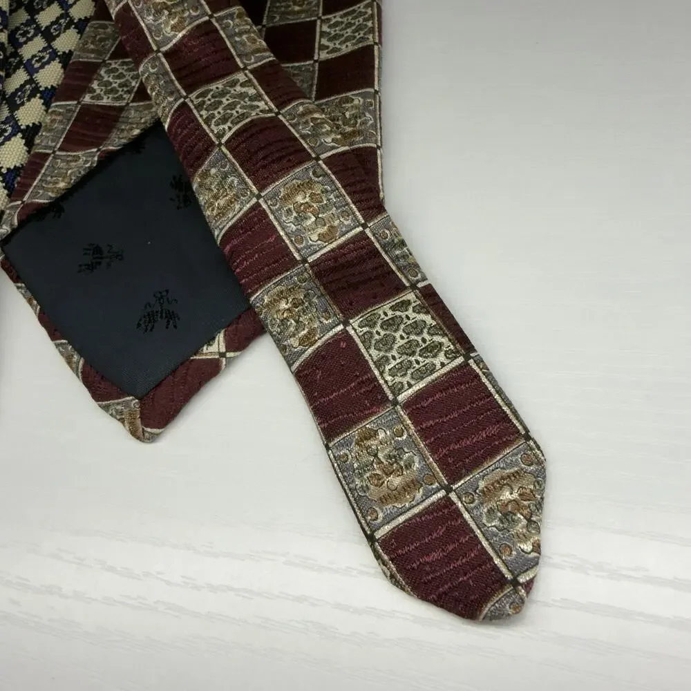 Brooks Brothers 3 Silk Ties Vintage Madder USA Preppy Heritage Geometric